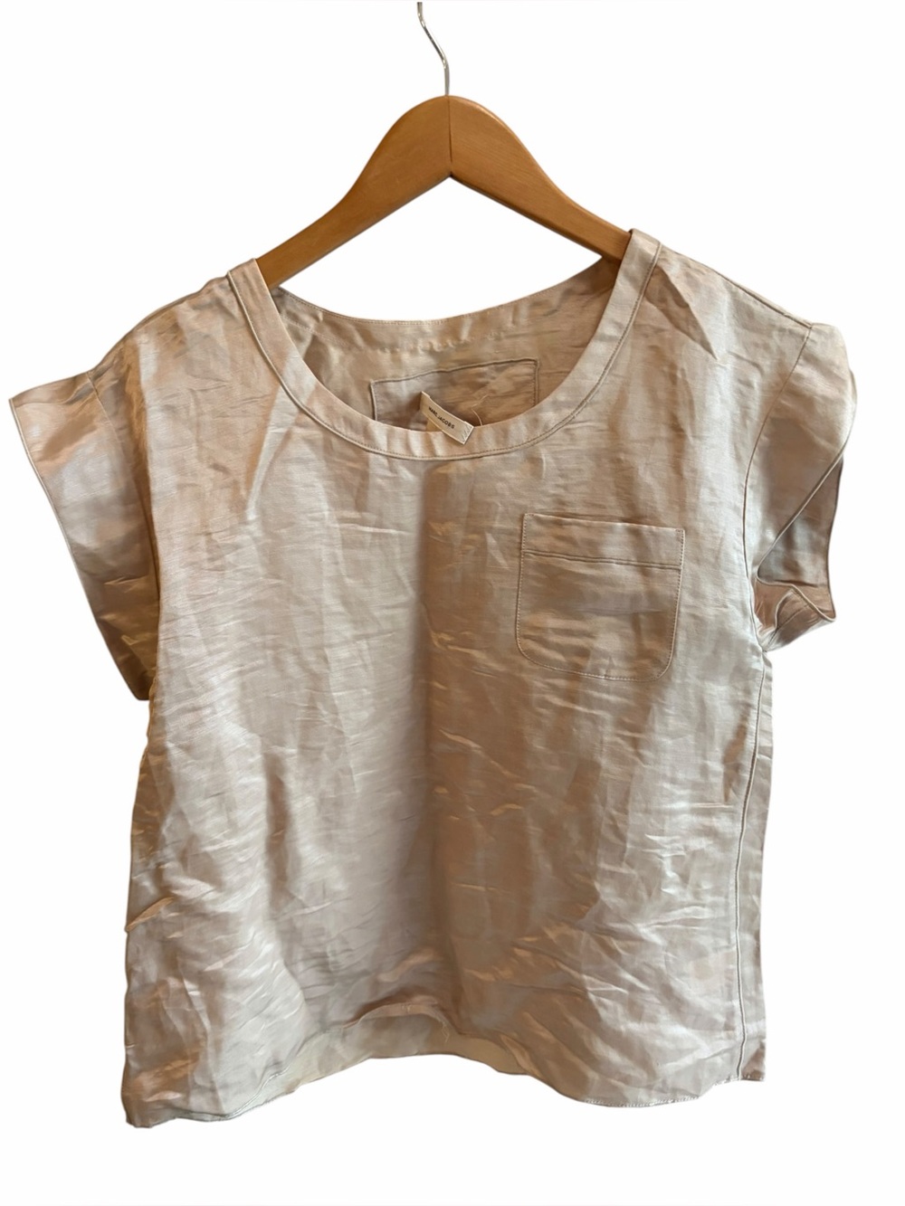 MARC JACOBS Linen Cotton Silk Gold Foil Short Sleeve Blouse